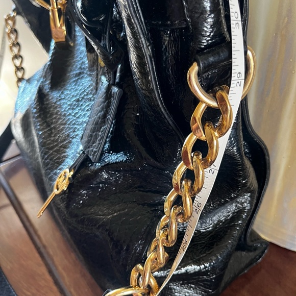 NWOT MICHAEL KORS HAMILTON BLACK LEATHER SHOULDER SATCHEL - Picture 3 of 13